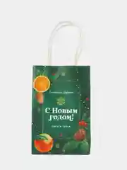 Зеленый пакет крафтовый "Тепло Нового года"