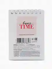 Молочный блокнот 7,40*10,5 60 листов в клетку на гребне Happy time обложка мелованный картон