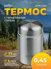 Термос для еды с широким горлом PERFEO, объем 0,45 л., нержавеющая сталь (PFD0211)