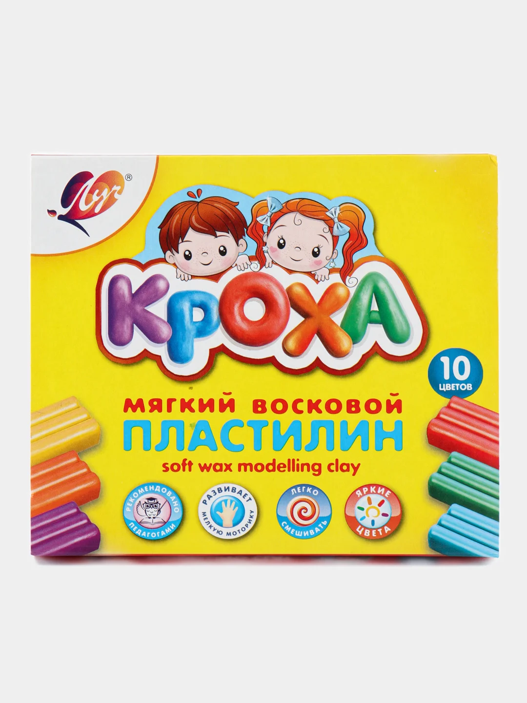 Бежевый пластилин 6-20 цветов Луч "Кроха",восковая основа,со стеком