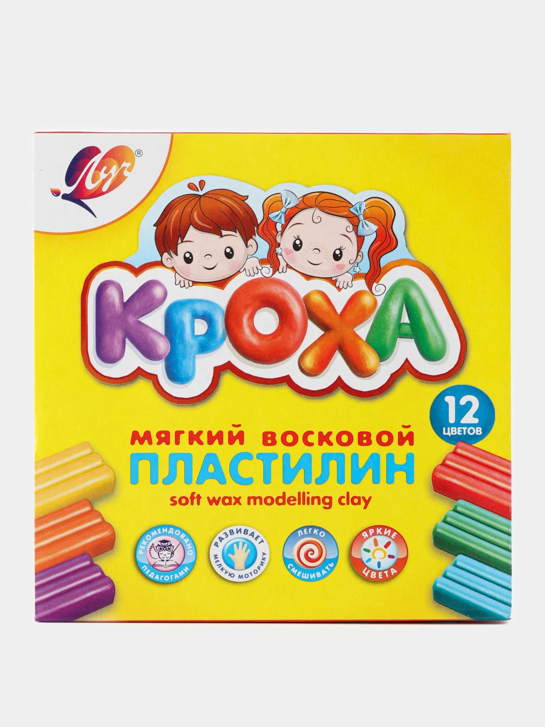 Бежевый меланж пластилин 6-20 цветов Луч "Кроха",восковая основа,со стеком