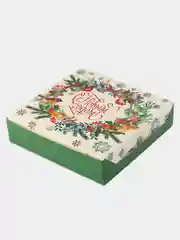 Зелёный хаки коробка подарочная новогодняя "Новый год", 14*14*3,5см