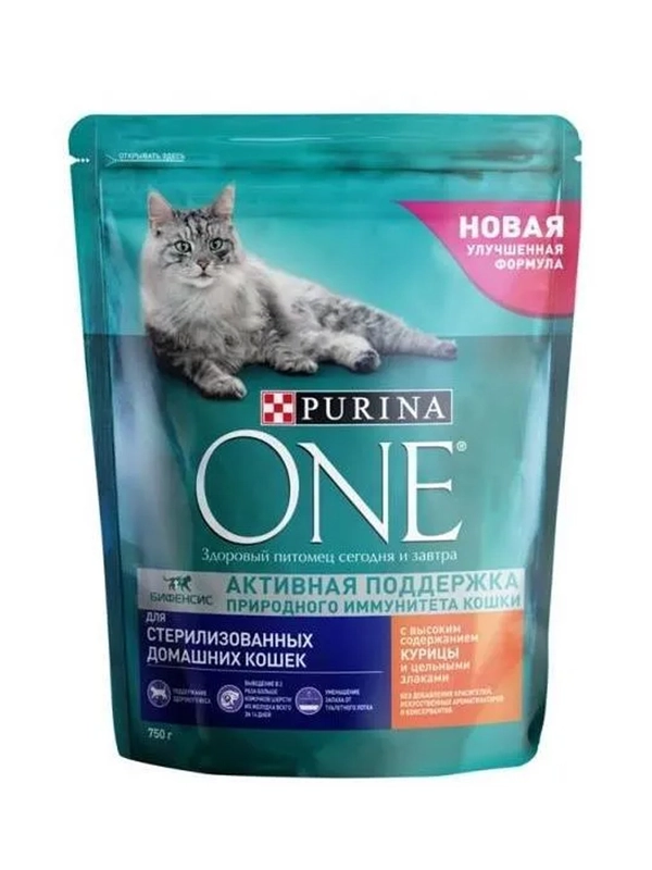 Корм для кошек Purina One Sterilized, курица, 750 г