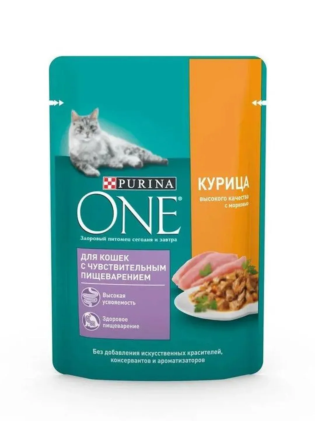 Влажный корм PURINA ONE, курица, морковь, 75 г х 26 шт