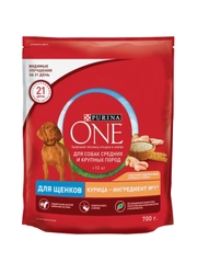 Корм для щенков PURINA ONE, курица, рис, 700 г