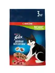Корм для кошек FELIX Двойная Вкуснятина, сухой, мясо, 3 кг