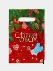 Бордовый новогодний подарочный пакет, 1шт/3шт/5шт/10шт/15шт