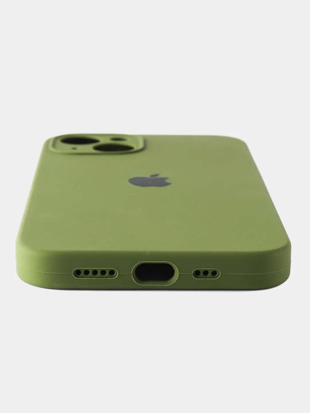 Лесной зеленый силиконовый чехол на Айфон 13 с логотипом / Silicone Case iPhone 13