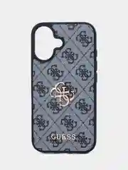 Чехол Guess PU leather iPhone 16 из экокожи синий