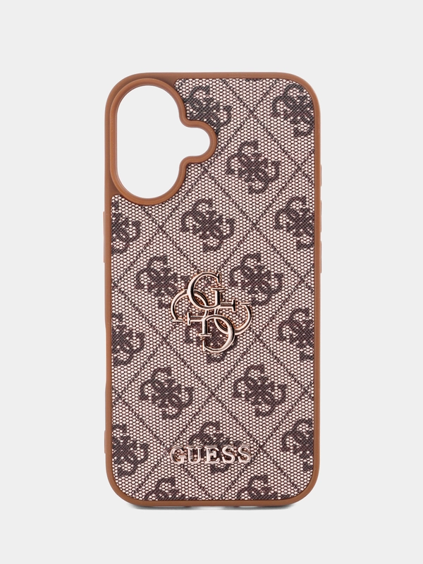 Чехол Guess PU leather iPhone 16 из экокожи коричневый
