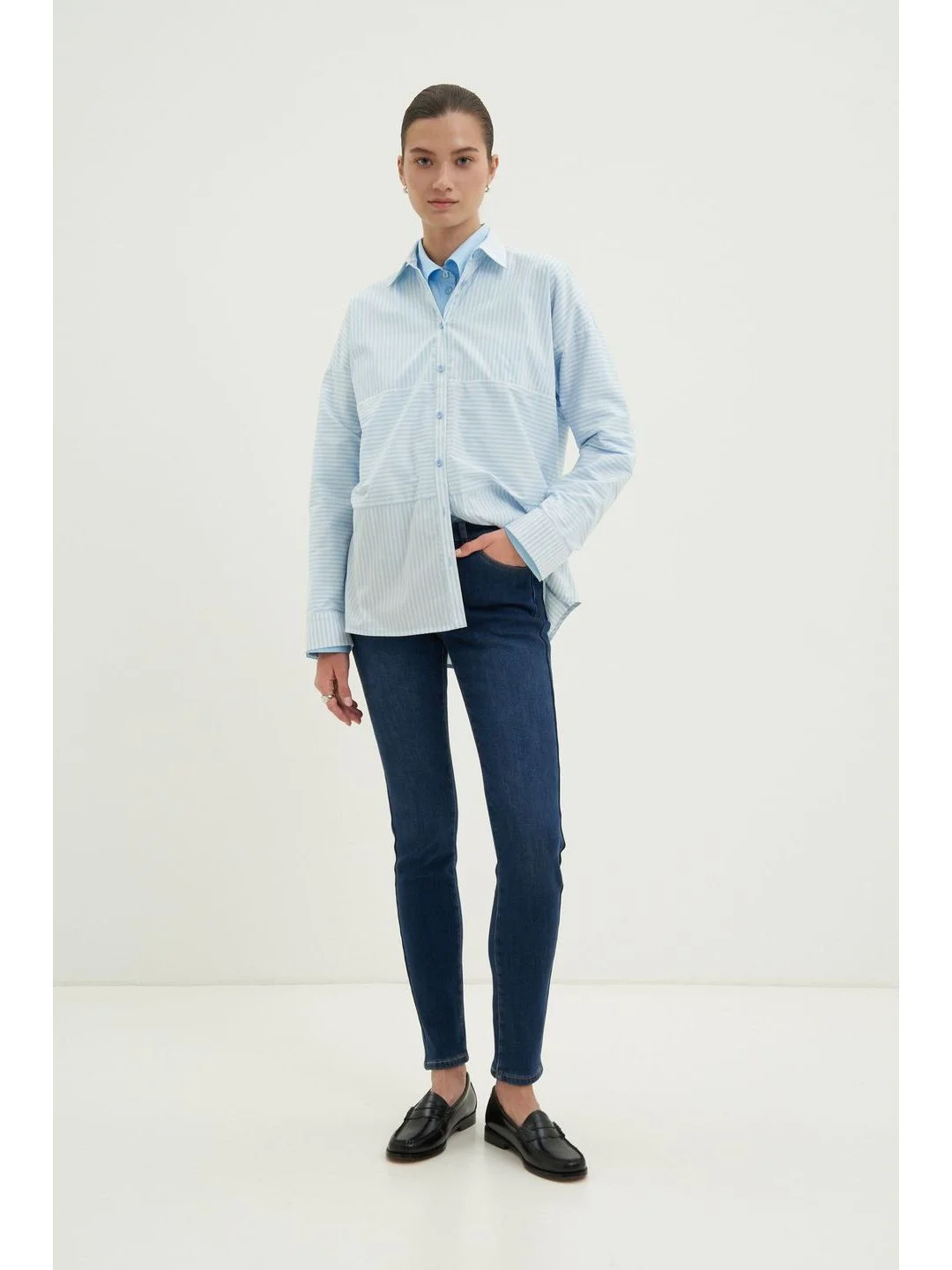 Синий джинсы slim fit женские