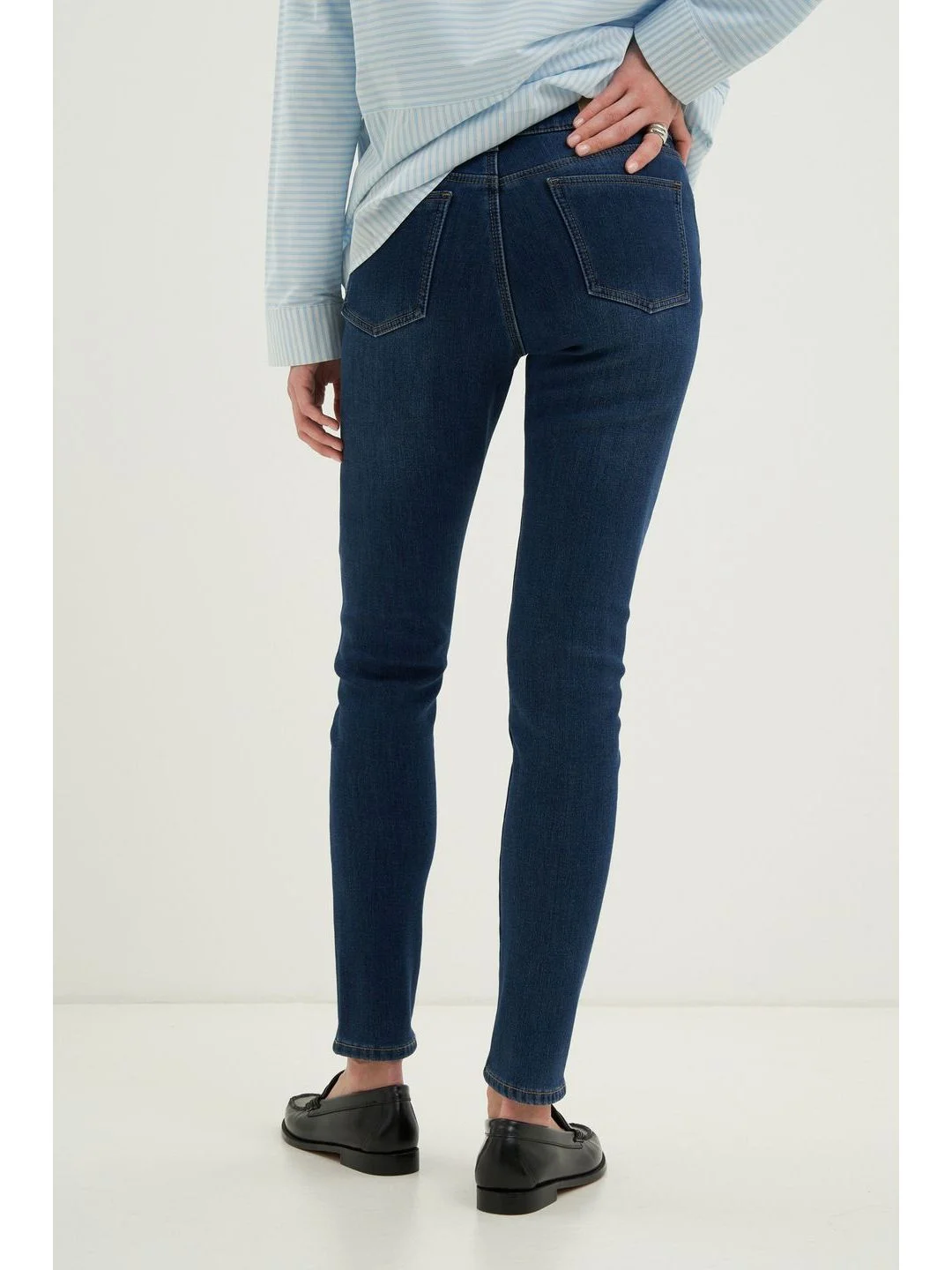 Синий джинсы slim fit женские