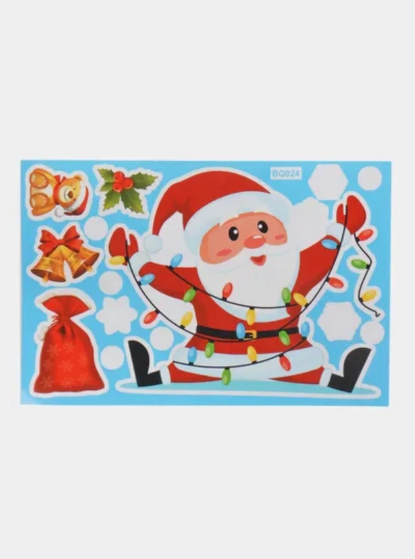 Новогодние двухсторонние наклейки "Олень и Дед Мороз", 25*35 см