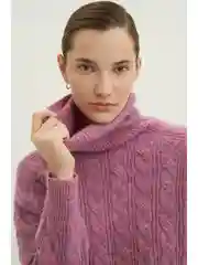 Фиолетовый свитер с косами с добавлением шерсти