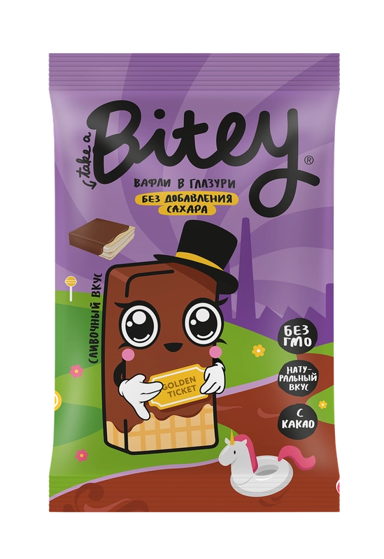 Вафли Bitey глазированные со вкусом «Сливки», 35 гр