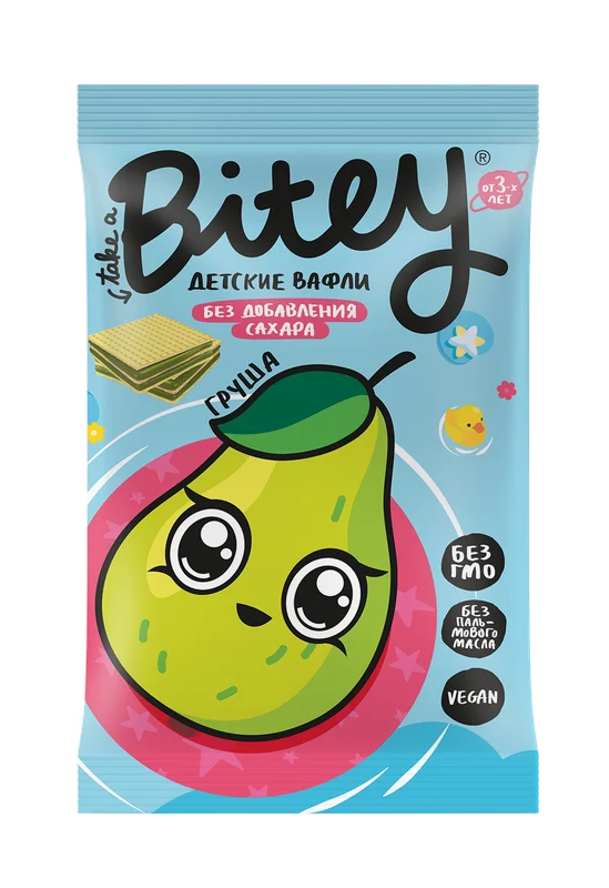 Вафли Bitey "Груша-Брокколи" 35 гр с СГР