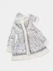 Белый новогодний карнавальный костюм "Снегурочка с кокеткой", атлас