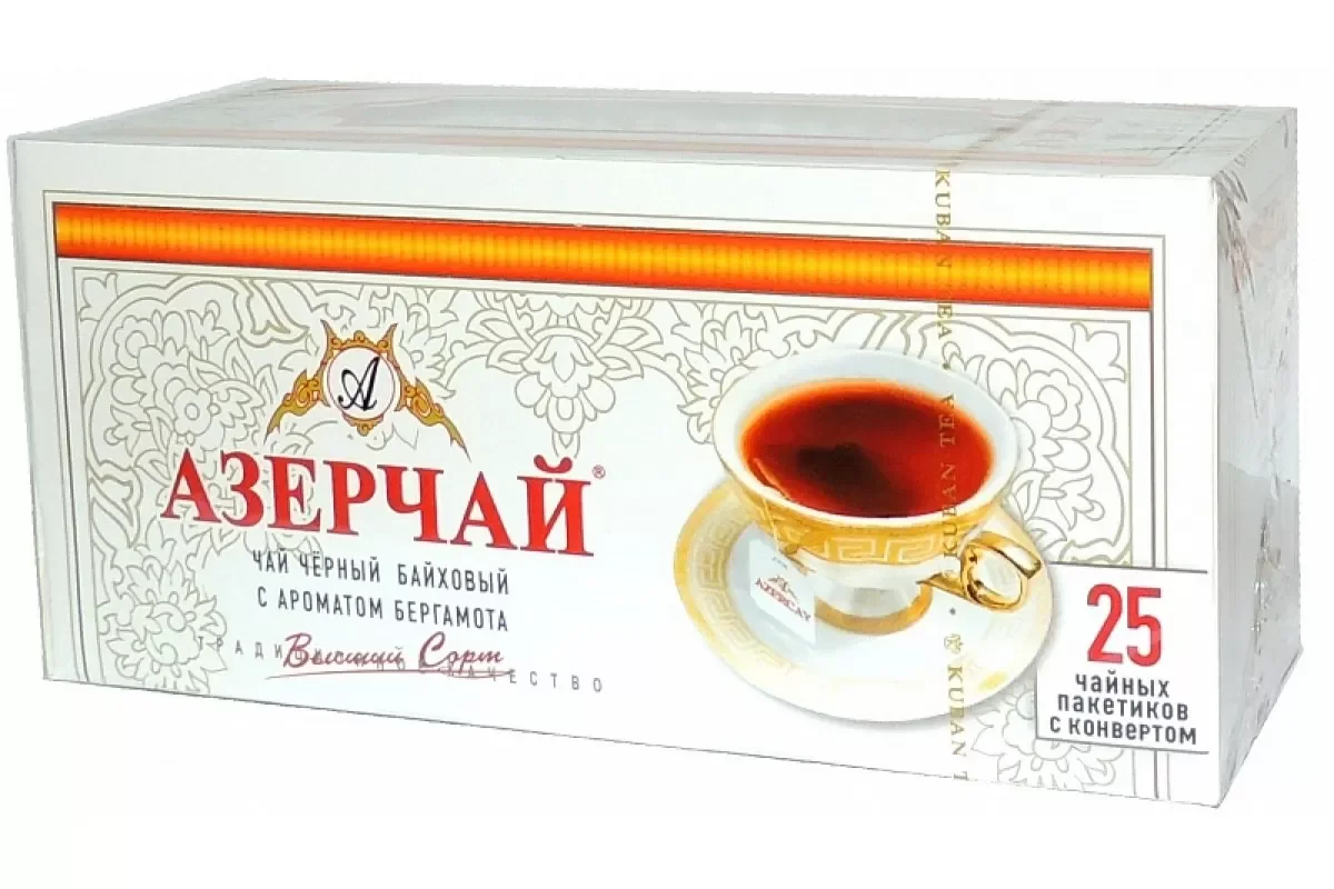 Чай АЗЕРЧАЙ, черный, с ароматом бергамота, 25 пакетиков, 50 г