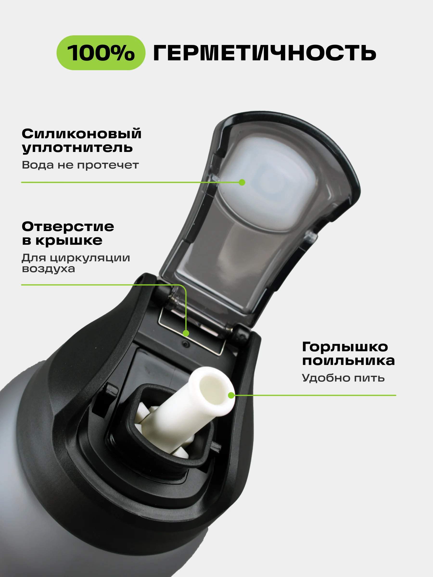 Бутылка для воды спортивная из тритана, 1 литр