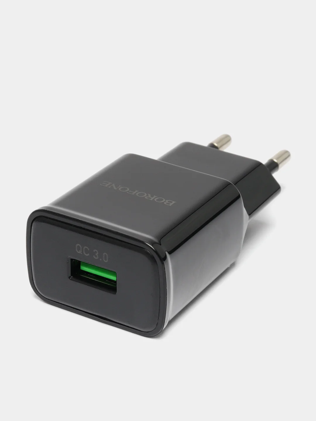 Черный зарядное устройство Borofone BA59A (1xUSB, QC 3.0, 18W+ опц.кабель Micro-USB или Type-C)