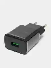 Черный зарядное устройство Borofone BA59A (1xUSB, QC 3.0, 18W+ опц.кабель Micro-USB или Type-C)