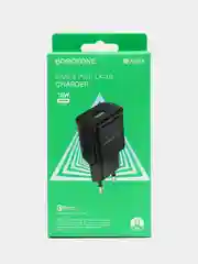 Черный зарядное устройство Borofone BA59A (1xUSB, QC 3.0, 18W+ опц.кабель Micro-USB или Type-C)