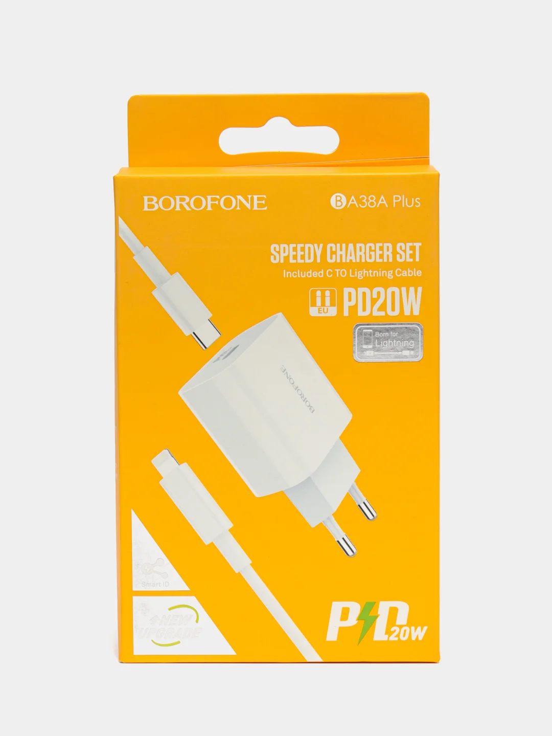 Белый зарядное устройство Borofone BA38A Plus (Type-C, 3A, PD20W, QC3.0+кабель для Apple iPhone)