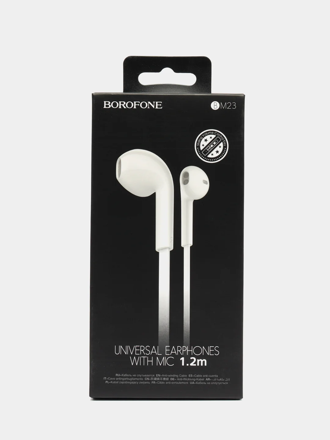 Белый наушники с микрофоном и плоским кабелем Borofone BM23 3.5mm Jack