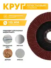 КЛТ 125 мм Р40 Р60 Р80 P100 P120 P150 круг лепестковый торцевой