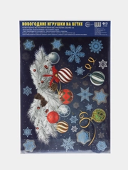 Наклейки Новогодние игрушки на еловой ветке