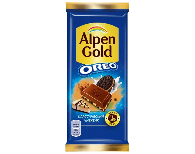 Шоколад молочный Alpen Gold Орео Классический Чизкейк (сухой сыр/печенье), 85 г