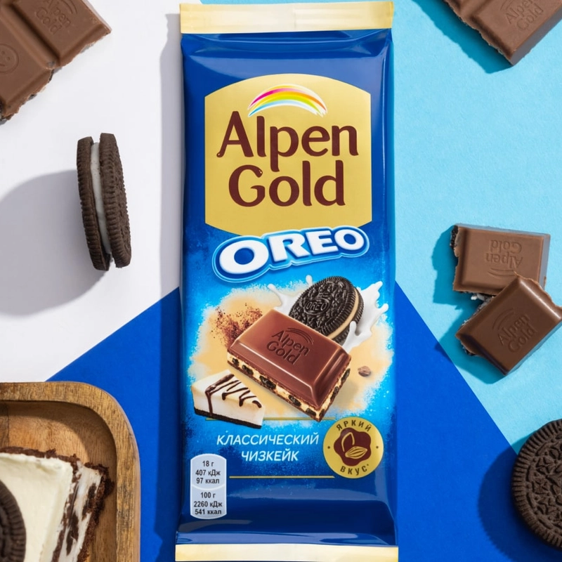 Шоколад молочный Alpen Gold Орео Классический Чизкейк (сухой сыр/печенье), 85 г