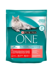 Корм для стерилизованных кошек PURINA ONE лосось и пшеница, 750 г