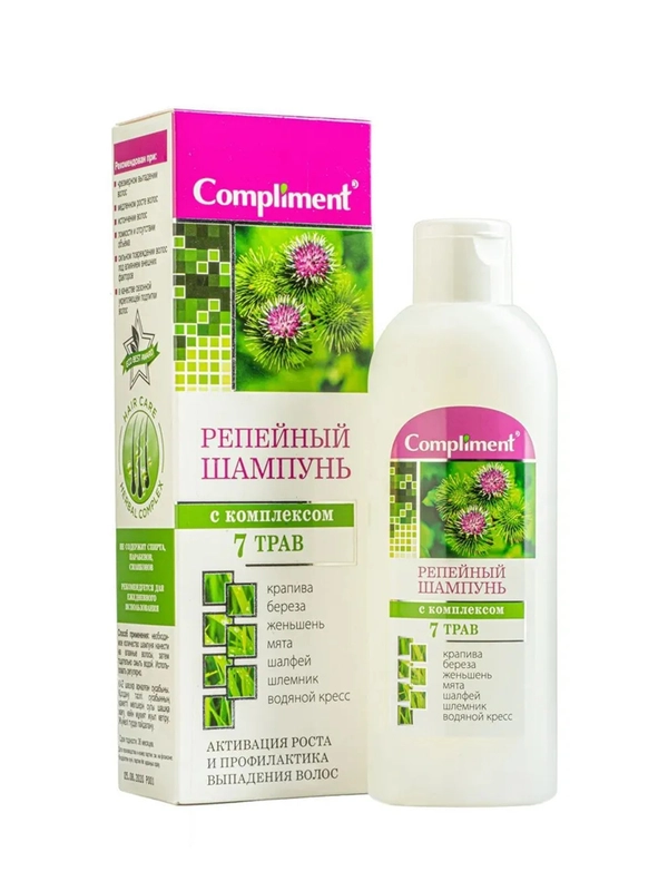 Compliment репейный шампунь с комплексом 7 трав, 200 мл