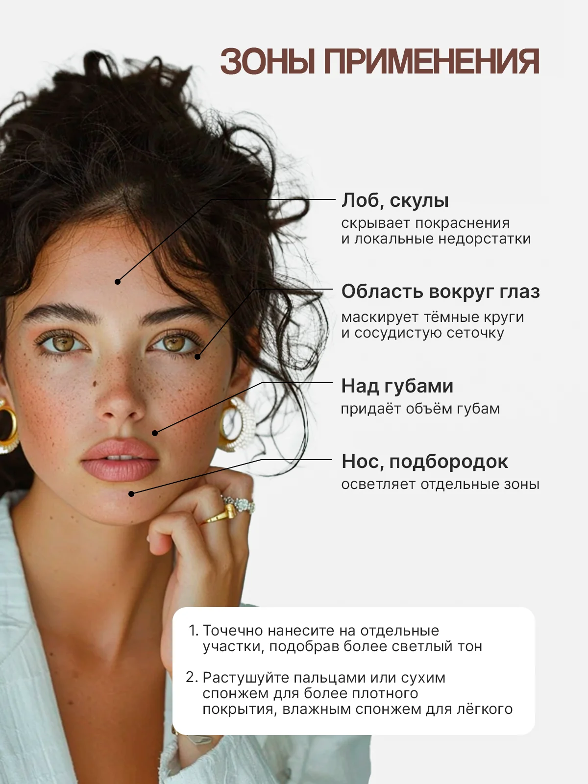 Консилер для лица, жидкий тональный корректор с аппликатором для контуринга лица