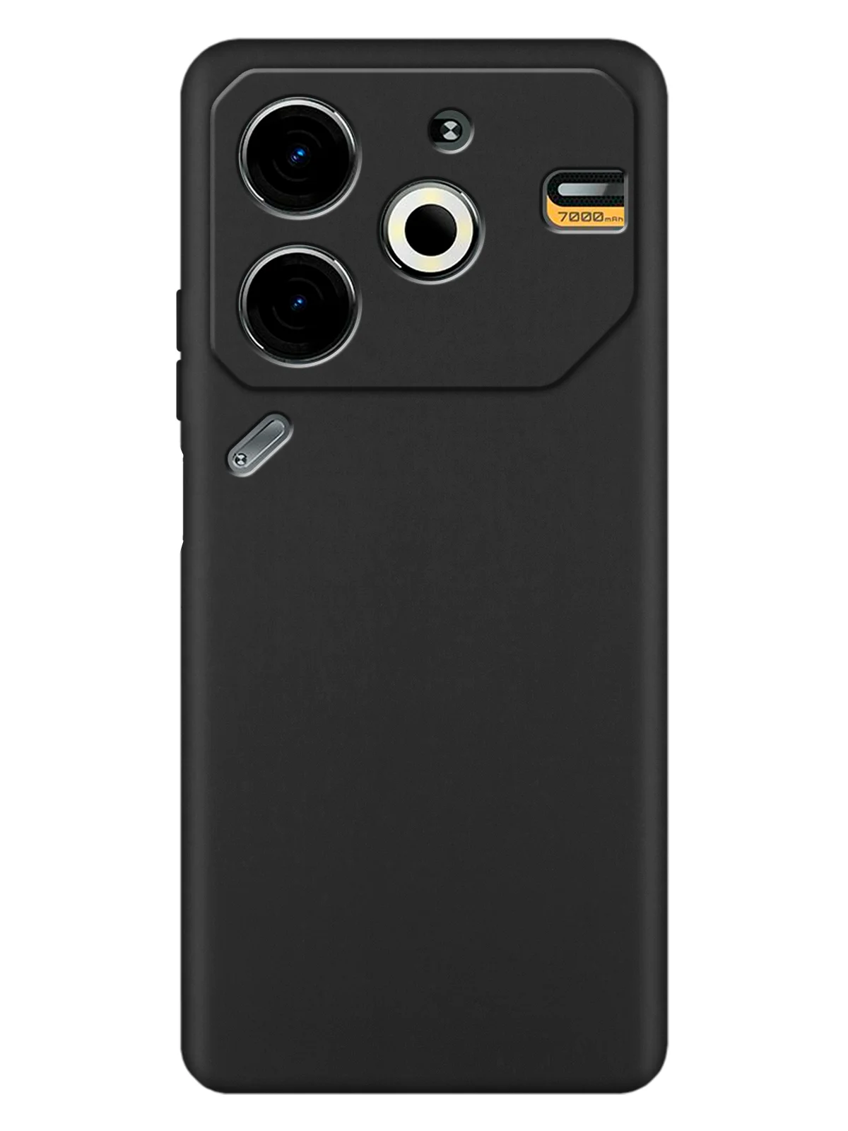 Черный чехол для Tecno Pova 6 Neo силиконовый BROSCORP матовый тонкий с бортиком- защитой камер