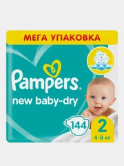 Подгузники Pampers New Baby-Dry мини 4-8 кг, размер 2, 144 штуки
