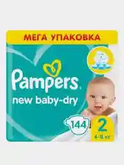 Подгузники Pampers New Baby-Dry мини 4-8 кг, размер 2, 144 штуки