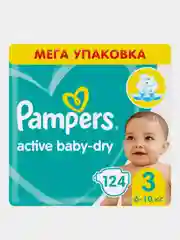 Подгузники Pampers Active Baby-Dry, 6-10 кг, размер 3, 124 штуки