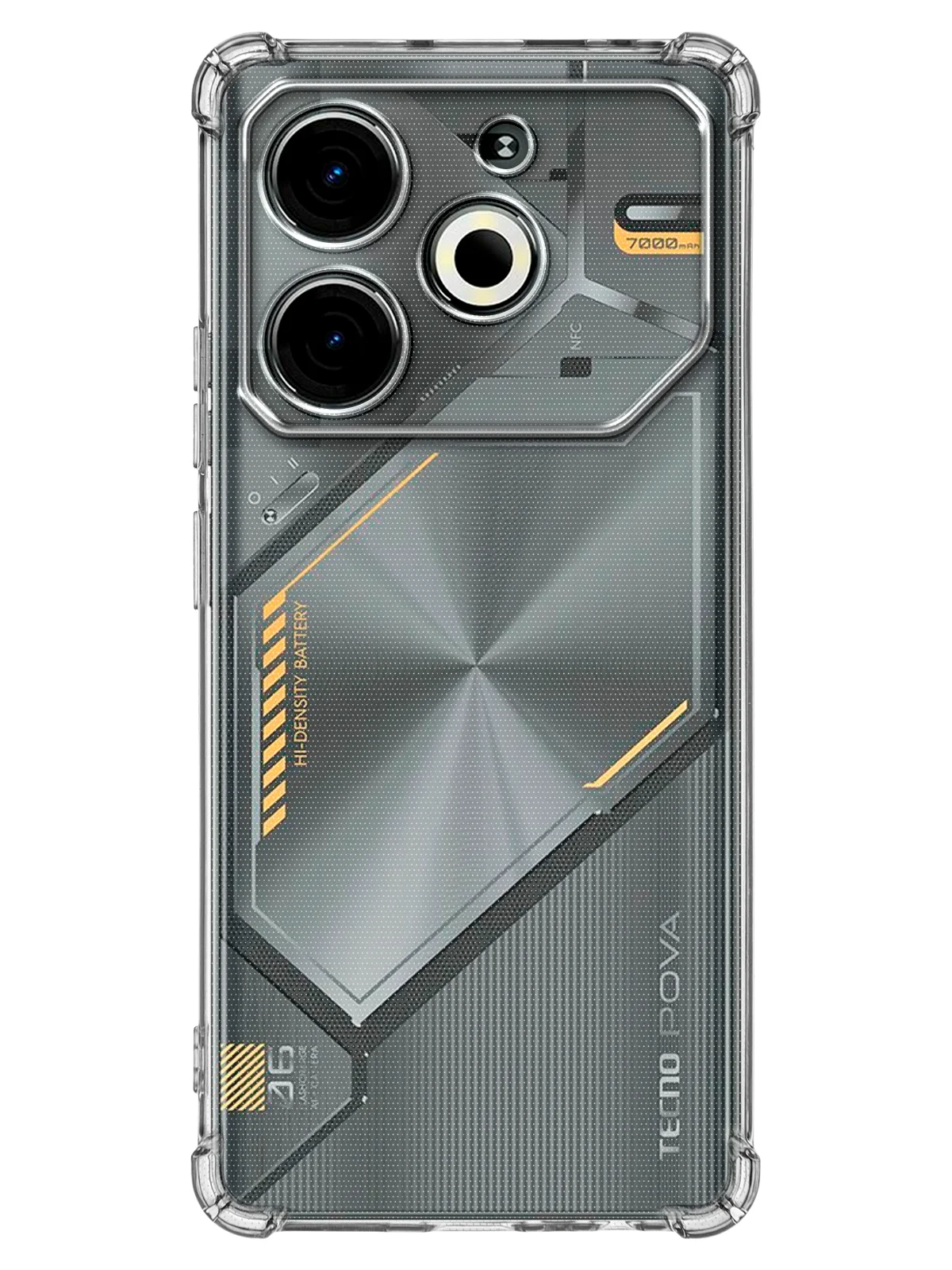 Прозрачный чехол для Tecno Pova 6 Neo противоударный силиконовый BROSCORP прозрачный, защита углов