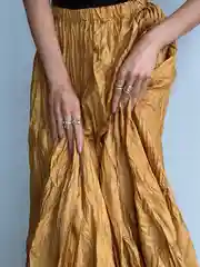 Горчичный юбка жатка макси, плиссированная, нарядная