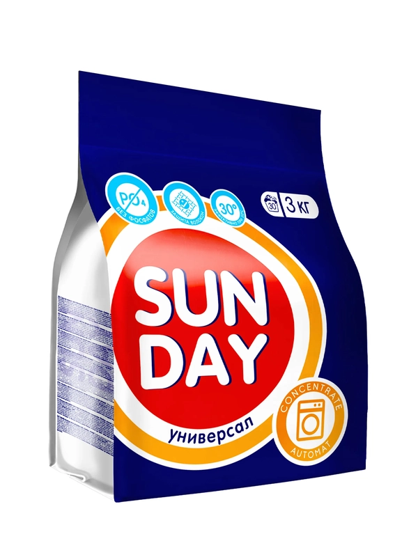 Средство моющее синтетическое порошкообразное универсальное "Sunday" автомат 3 кг