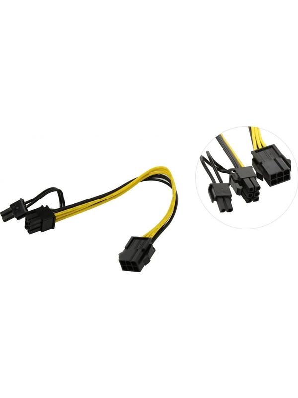 Переходник питания для видеокарт 6pin-> 8pin, 10 см