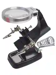 Лупа настольная 2.5x/7.5x/10x третья рука с держателем и подсветкой (5 LED)