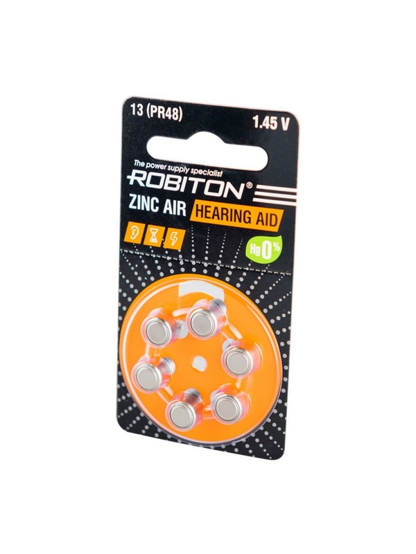 Элемент питания ROBITON HEARING AID R-ZA13-BL6 13 PR48 DA13 V13A BL6