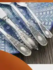 Набор столовый Кольчугинский мельхиор "№1" посеребренный с чернением (л+в) в коробке