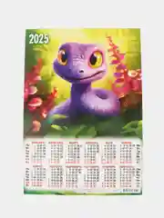 Золотистый хаки календарь, Символ года, Листовой календарь, А3, 2025 год