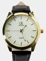 Горчичный мужские наручные часы на кожаном ремешке