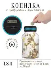 Копилка-банка для денег, с электронным цифровым счетчиком, российские рубли