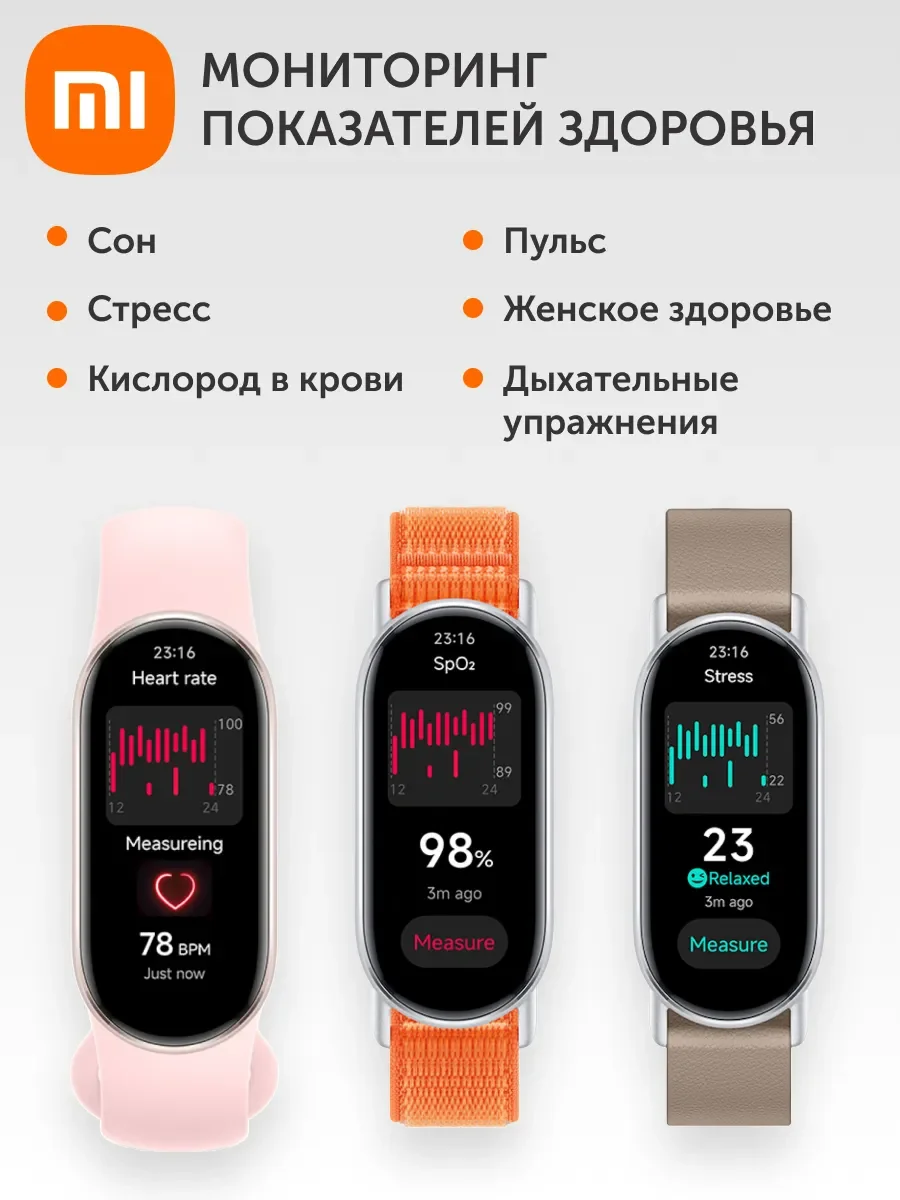 Фитнес браслет/ смарт часы Xiaomi Smart Band 9 полуночный черный для мужчин и женщин